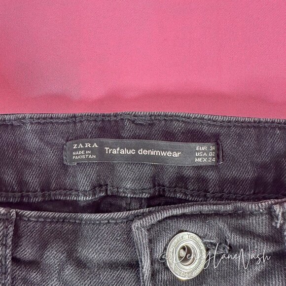 Zara Trafaluc Denimwear Raw Hem Skinny Jeans Washed Black - Picture 5 of 9
